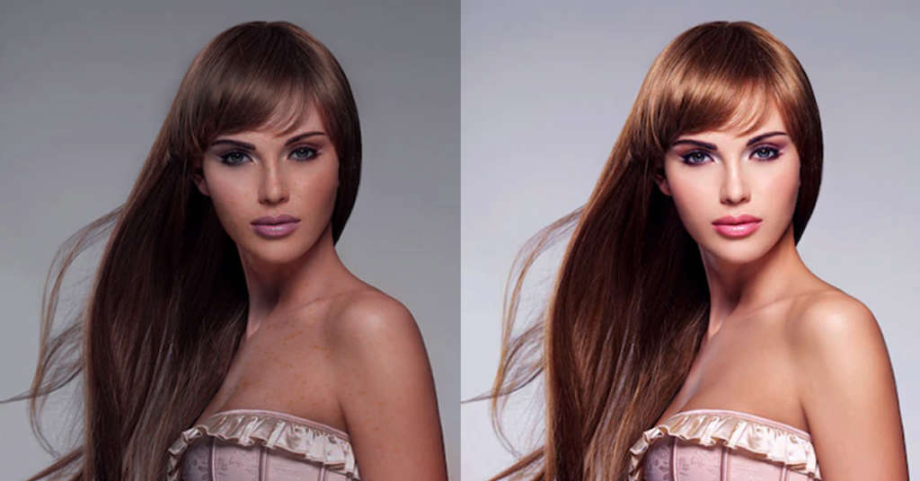 A comparison of a raw and retouched image